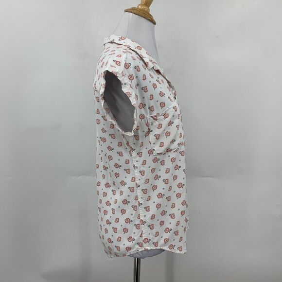 Jachs Girlfriend New York Blouse Womens XS Extra Small White Floral Button Front - Picture 4 of 12